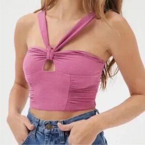 urban outfitters ribbed pink crop top